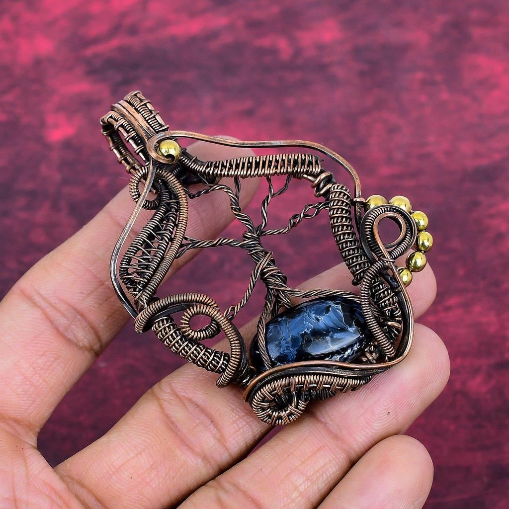 Tree Of Life Pietersite Pendant Copper Wire Wrapped Jewelry Gemstone Pendant