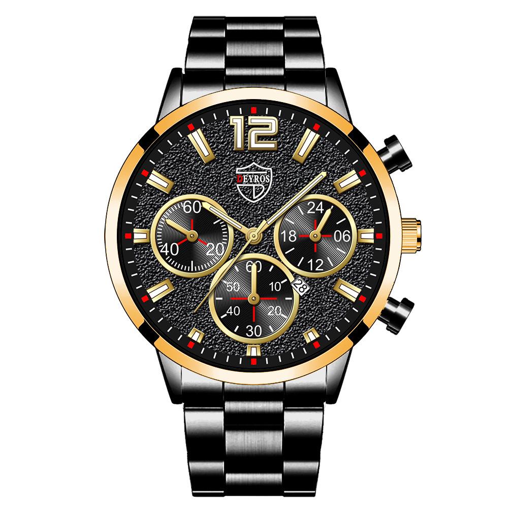 Trendy Fashion Herren Kalender Uhr Edelstahl Uhr Student Uhr Casual Quarz Uhr Männer