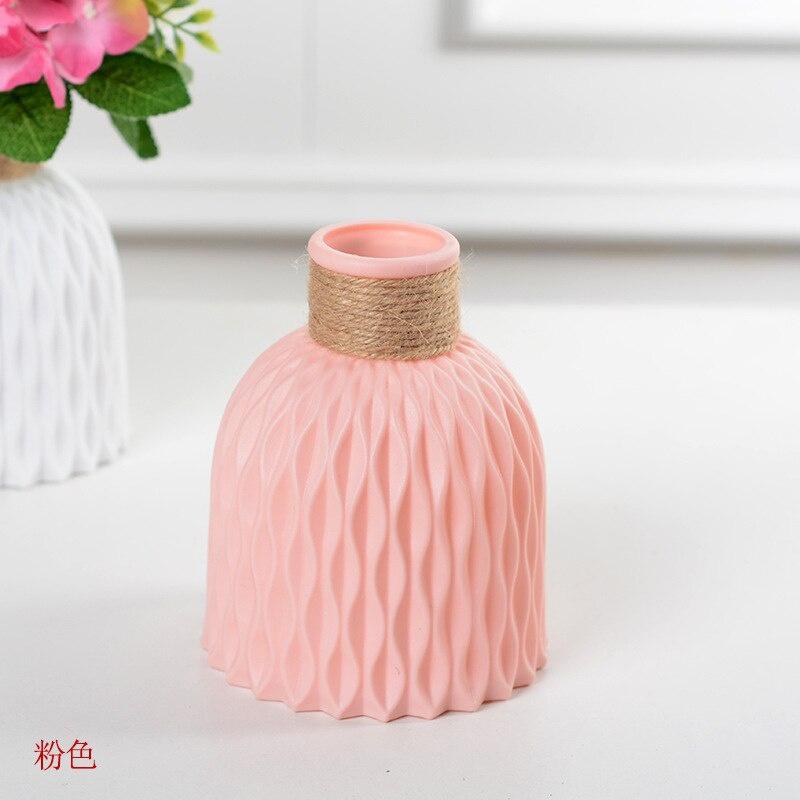 Nordic Flower Plastic Vase White Imitation Ceramic Flower Pot Water Ripples Vase Home Basket Decor for Flower Decoration