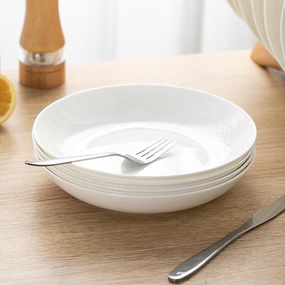 Tao Xiang Hui Pure White Underglaze Ceramic Deep Plates, 4-Pack