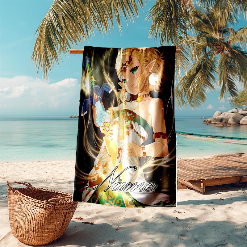 Personalized customized proof beach towel with The Legend of Zelda Breath of the Wild pattern - soft, absorbent,quick-drying,perfect swimming,camping&