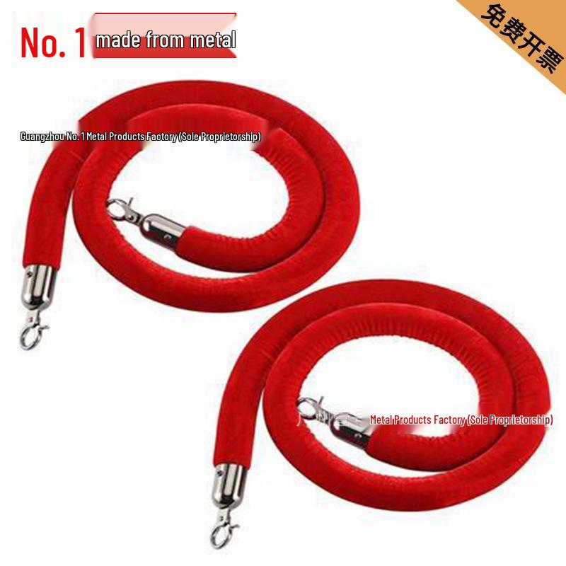 Velvet Rope & Stainless Steel Stanchion Set: 2-Pack Isolation Queue Barriers with Lanyard