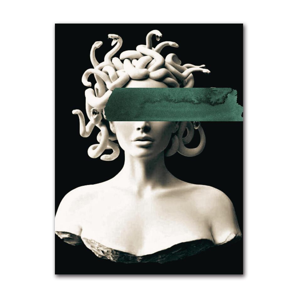 Poster Artistico Medusa di Smeraldo Creature Mitologiche Stampe per Pareti Pittura su Tela Mitologia Greca Moderna per Galleria Decorazioni per la Casa