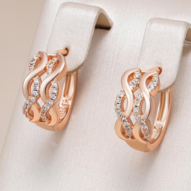 Kienl Shiny Natural Zircon Hoop Dangle Earrings For Women Fashion Rose Gold Color Crystal Vintage Daily Fine Jewelry