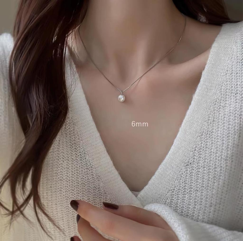 Pearl Necklace for Crystal Venetian Stainless For Comes with Gift Box [VIROMY] Women, Pearl, Pearl, Chain, Steel, Hypoallergenic, Silver, Weddings,