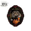 Halloween Dekorahmen Haustierfoto Dekoration, mit Klebepunkt, Hexenhut Katze Hund Mini Tier Ornament Holzdekor, Retro für Zuhause Büro