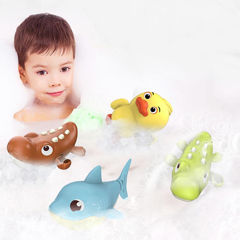 1Pc Summer   Cartoon Shark Baby Water Play Toy With Wind Up Chain, Outdoor Beach Toy, Shower Toy, Bath Toy