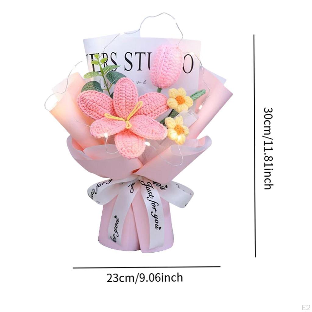 Crochet Flower Bouquet ,Handmade Knitted Tulips ,Mother's Day Decor Faux for Anniversary