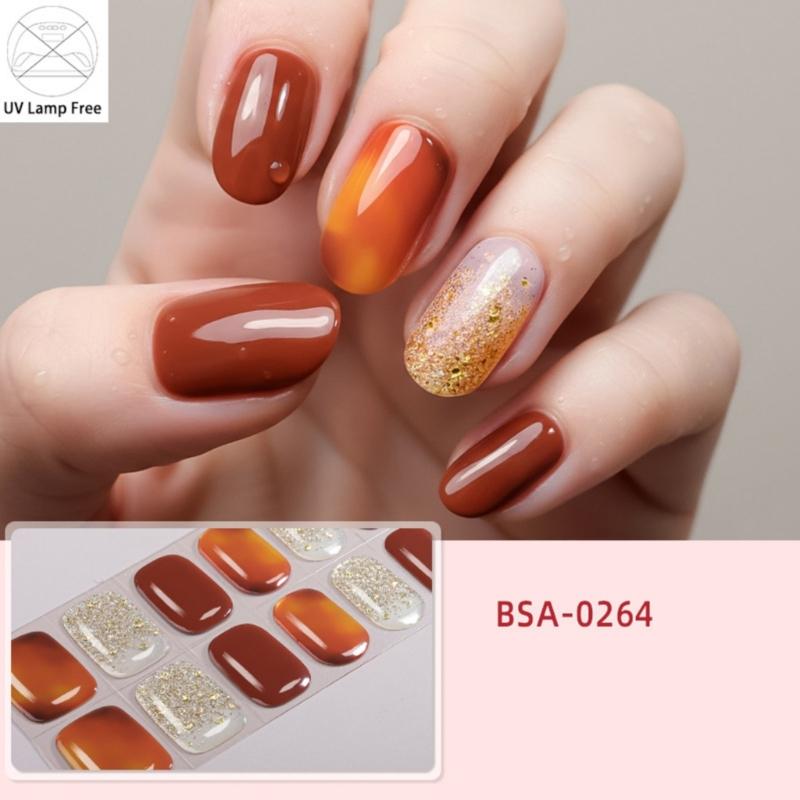 Quickly dry SelfAdhesive Nail Art Stickers Soft Waterproof Materials Gel Nail Strips For Daily Use And Special Occasions