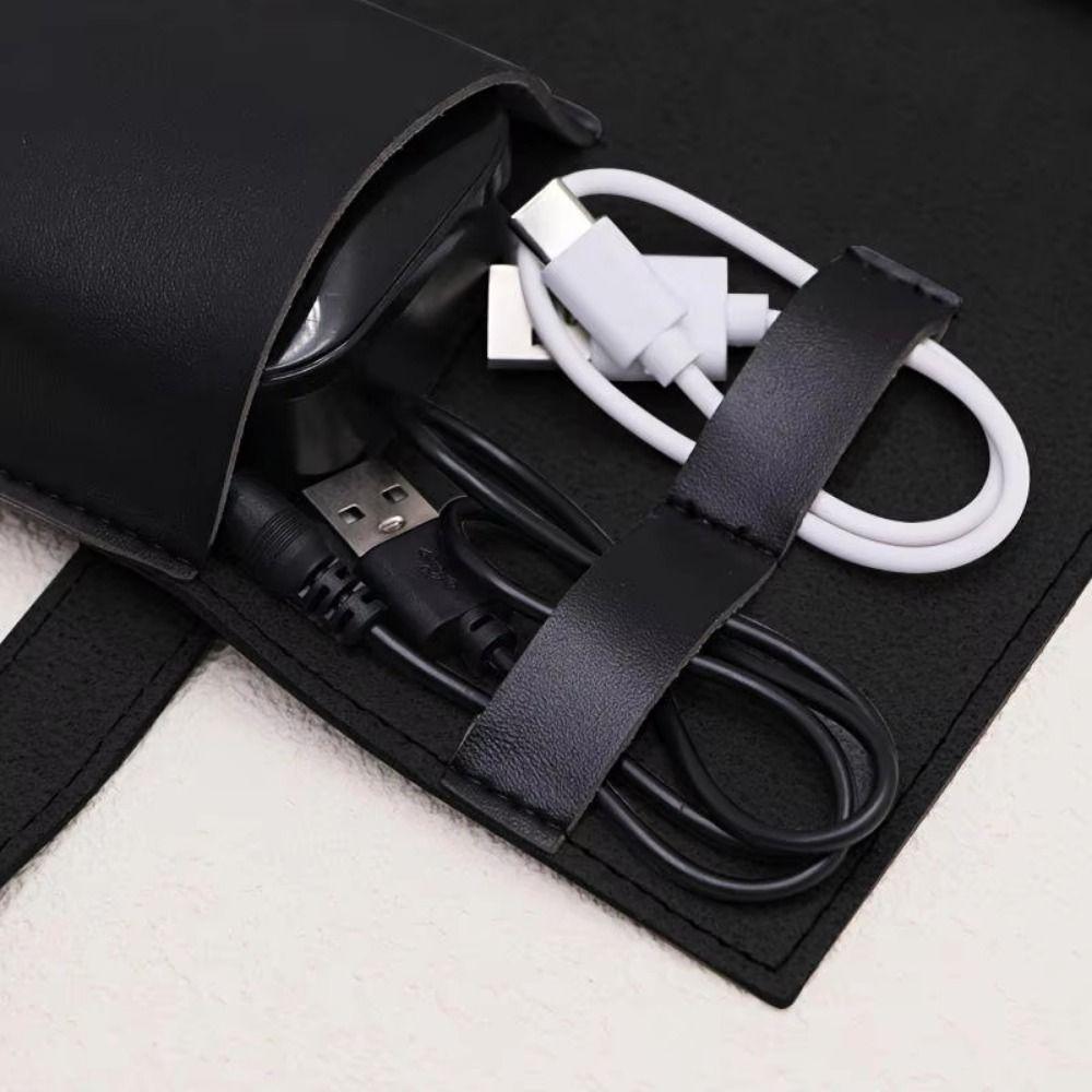 PU Leather Digital Product Storage Bag Durable Multi-layer Data Cable Storage Bag Large Capacity Portable Electronic Gadget Bag