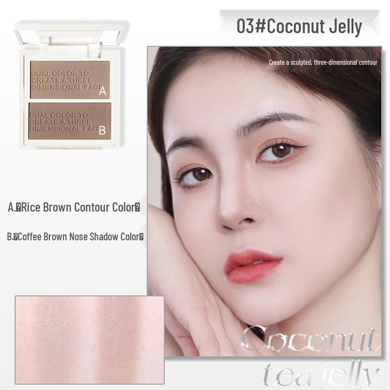 Двухцветная палетка для контуринга и хайлайтера NOVO: 3D Контуринг, Матовый Хайлайтер, Нос и Тень - Комплексное Решение