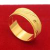 Elegant 24K Gold Electroplated Couple Rings with Matte Carved Pattern for Men and Women