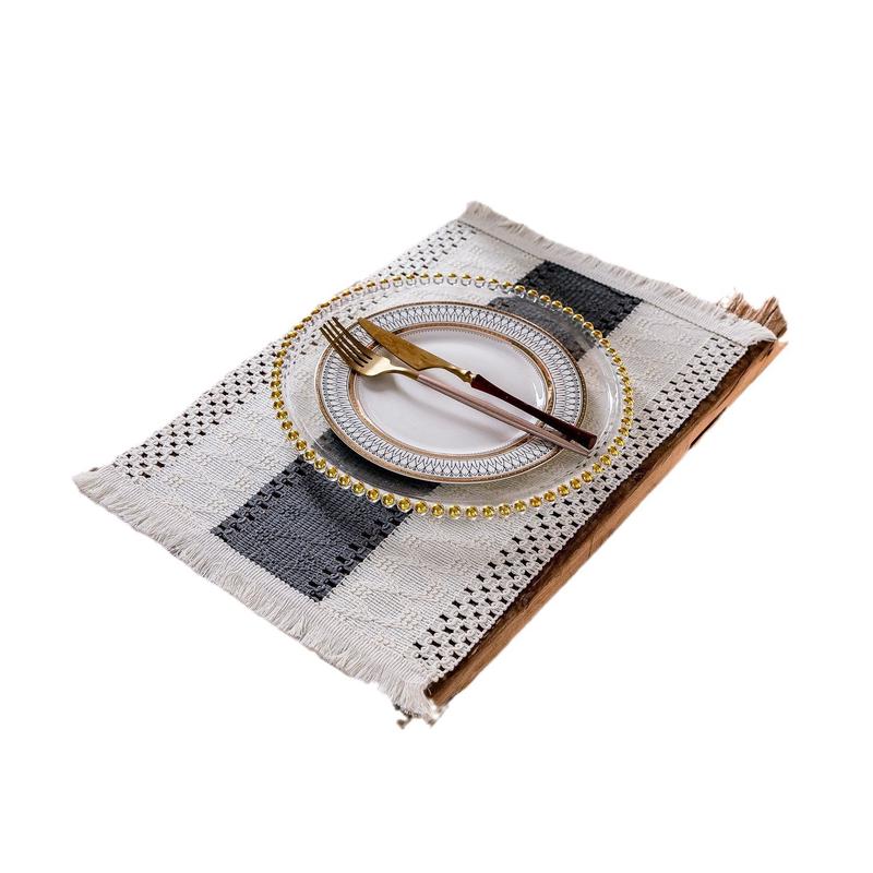 Cotton Linen Woven Tassel Placemat