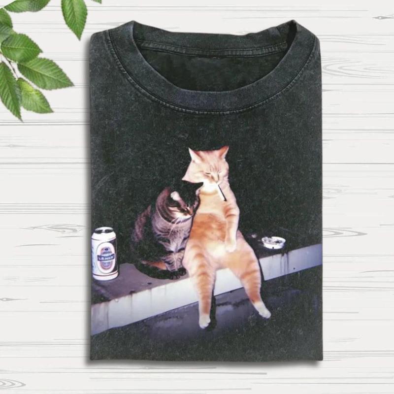230 Heavy Washed Grams Retro Straight Source Factory Round Neck Japanese Retro Style S серый