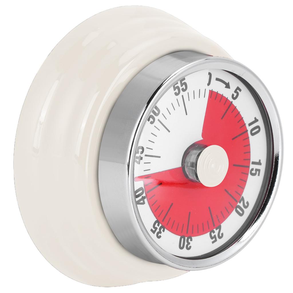 Magnetic Kitchen Timer Manual Mechanical Alarm Cooking Countdown Reminder for Time ManagementVisual Timer: White
