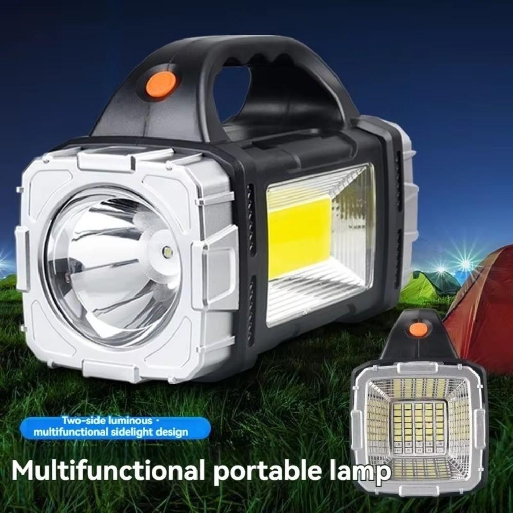 Bright Waterproof Camping Flashlight Solar Charging LED Handheld Spotlight Multifunctional Plastic Portable Mine Light Yard