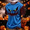 Men's Casual Corduroy Short Sleeve Crew Neck Lightweight Breathable T-Shirt Halloween Print Lettering Design