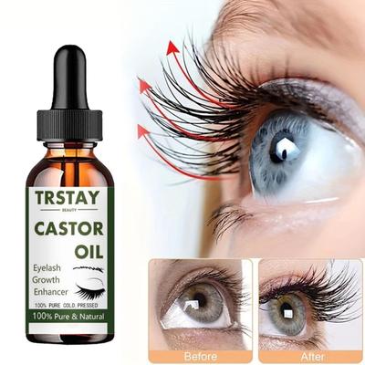 Aceite para el crecimiento de pestañas, aceite para el crecimiento de cejas, aceites esenciales de ricino Natural, esencia, suero antialopecia para pestañas