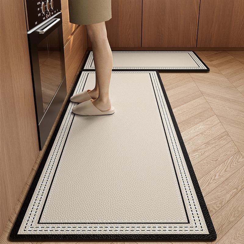 Kitchen Mat Waterproof Non-Slip Rugs Leather Carpet Anti-Fatigue Pvc Floor Mats Oil-Proof Easy To Clean Anti-Slip Area Long Rug