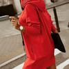 Plus Size Women Winter Warm Hooded Zipper Pullover Long Sleeve Casual Plush Hoodie Solid Color Strap Decor Design