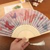 2PCS/SET Vintage Handheld Fan Traditional Bamboo Fan Creative Ancient Folding Fan  Photography Prop