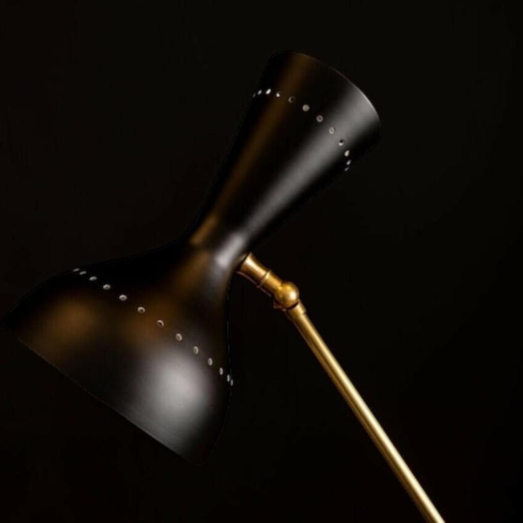 Brass Table Lamps, Mid-Century Italian Stilnovo Style Diablo Table Lamps, Counter Weight Table Lamps