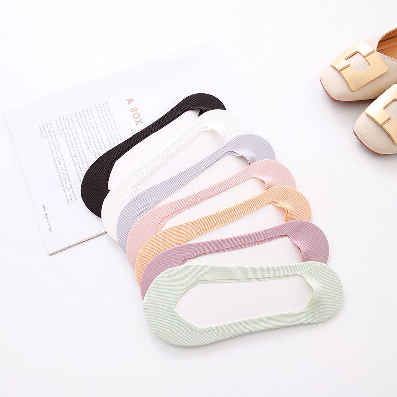 Ladies Summer Thin Sock Slippers Silicone Antiskid Ice Silk Solid Seamless Invisible