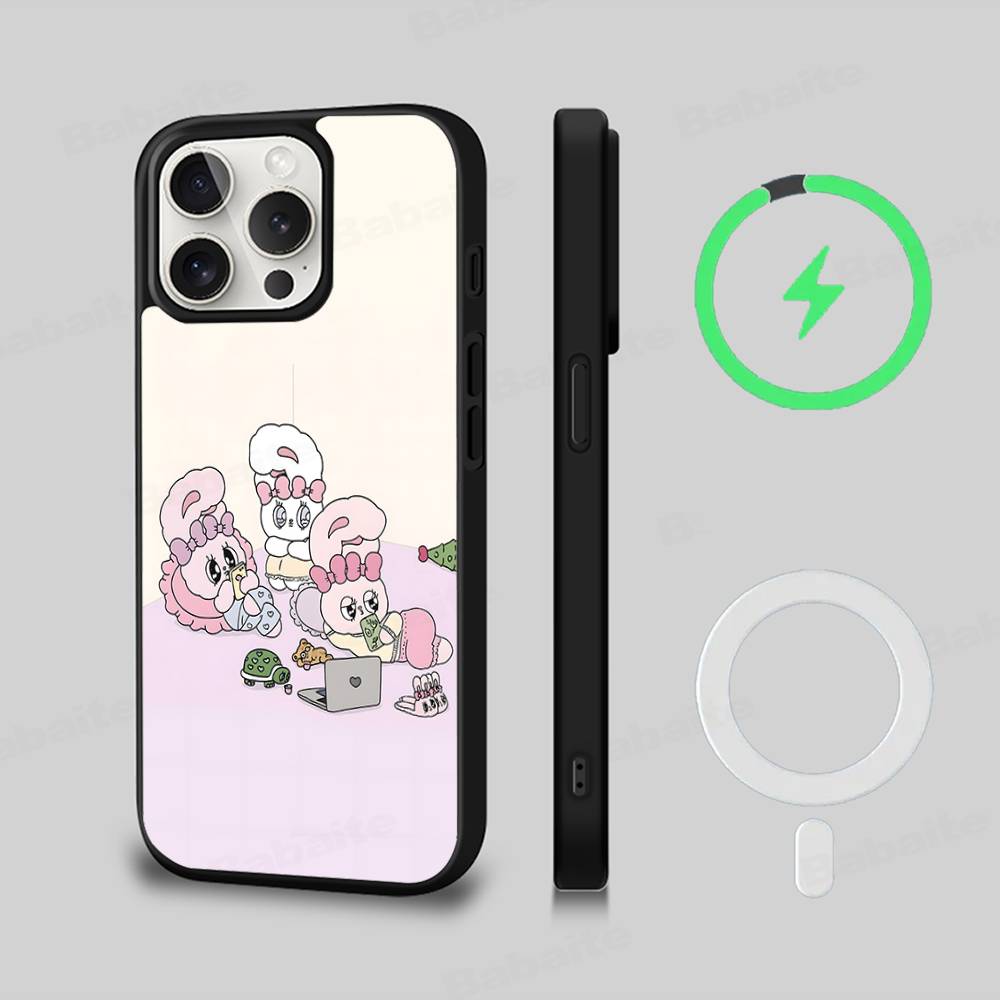 Cute Cartoon Esthers Bunny Magnetic Wireless Phone Case For IPhone 17 16 15 14 Plus 13 12 11 Pro Max