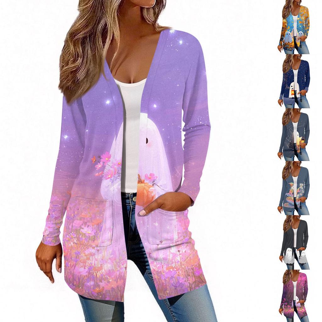 Women's Long Sleeve Cardigan Casual Jacket With Pockets Top