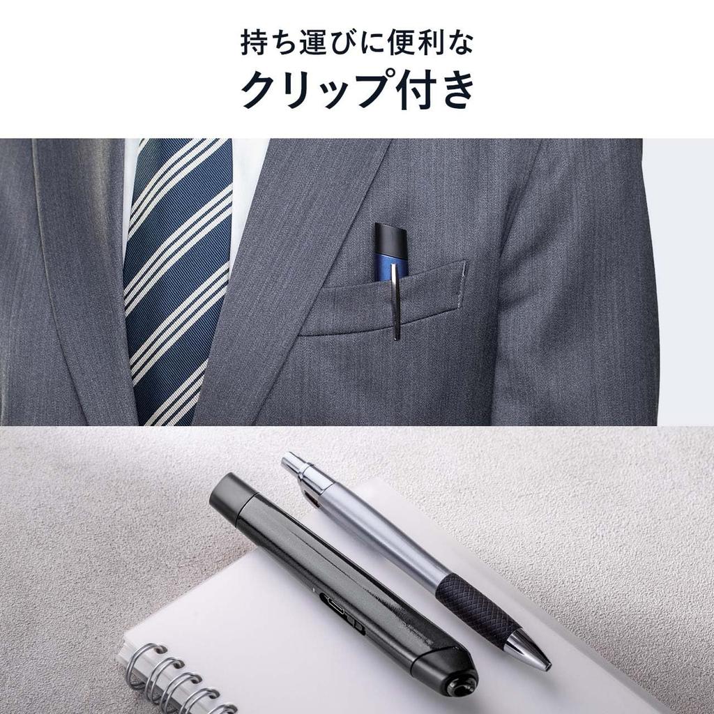 Sanwa Direct 5 Buttons DPI Pen-Style Mouse, Bluetooth, (Back/Forward), Switching, Rechargeable, Wireless, Blue, 400-MAWB231BL