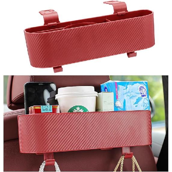 Dikno Car Headrest Backseat Organizer with Cup Holder, Multi-Functional Rear Seat Hanging Food Drink Snack Storage Box, Universal Auto Interior