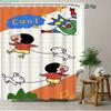 Crayon Shin-Chan & Shiro Checkerboard Pattern With Camera & Radio 2D Print Waterproof Shower Curtain, Yellow & White Bathroom De