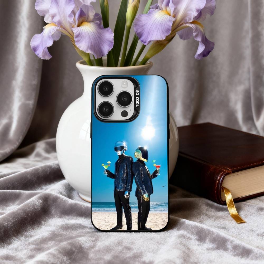 Coque de téléphone D-Daft-T P-Punk-K Pour iPhone17,16,15,14,13,12,11 Plus,Pro Max Noir Argenté Bonbon coque de téléphone
