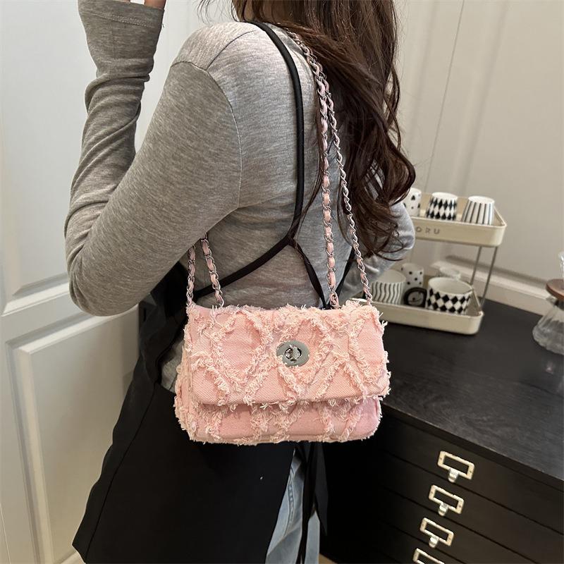 New Fashion Trend Niche Rough Edge Design Women's Bag Casual Retro Shoulder Messenger Bag Small Square Bag