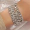 Charm 12pcs Set for Valentine's Day Gift with Perfect Iron Material Parties Versatile Elastic Bangle Elegant Simple Style Rhinestone Tennis Bracelets