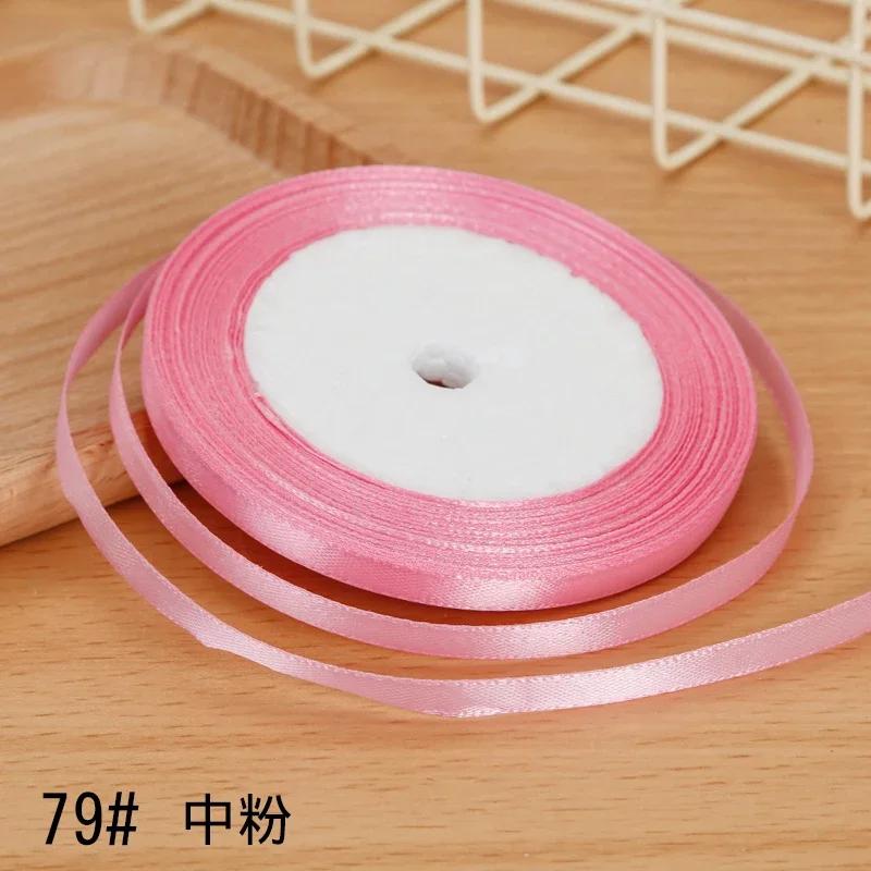 6mm Satin Ribbon DIY Artificial Silk Material Christmas Halloween Wedding Birthday Party DecorationHandmade Bows Gift Wrapping