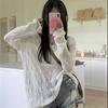 Hollow Sunscreen Blouse Ins Spring Loose Lazy Wind Halter Blouse Women's V-neck Knitted Blouse