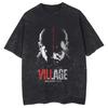 T-shirt Oversize a Manica Corta Lavata Vintage con Raffigurazione di Jill Valentine, Nemesis da Resident Evil 3, Logo Umbrella Corporation Ombrello Rosso