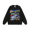 Unisex Vintage Washed Cotton Tee With Racing Graphic Print Loose Fit Casual Short Sleeve T-Shirt