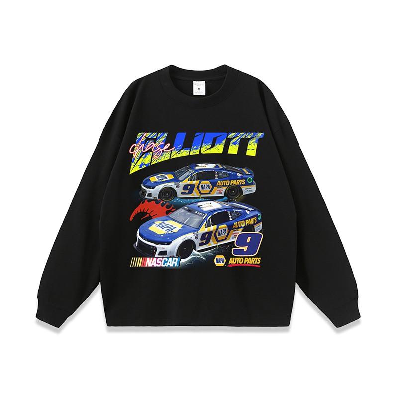 Unisex Vintage Washed Cotton Tee With Racing Graphic Print Loose Fit Casual Short Sleeve T-Shirt