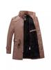 Specially for men's leather jackets, thickened and velvet green middle-aged casual medium and long thermal cotton clothes, medium and long styles