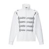 Mens Retro American Style Zip-Up Hoodless Sweatshirt With Letter Print Stand Collar Aircraft Snap Long Sleeve Loose Fit