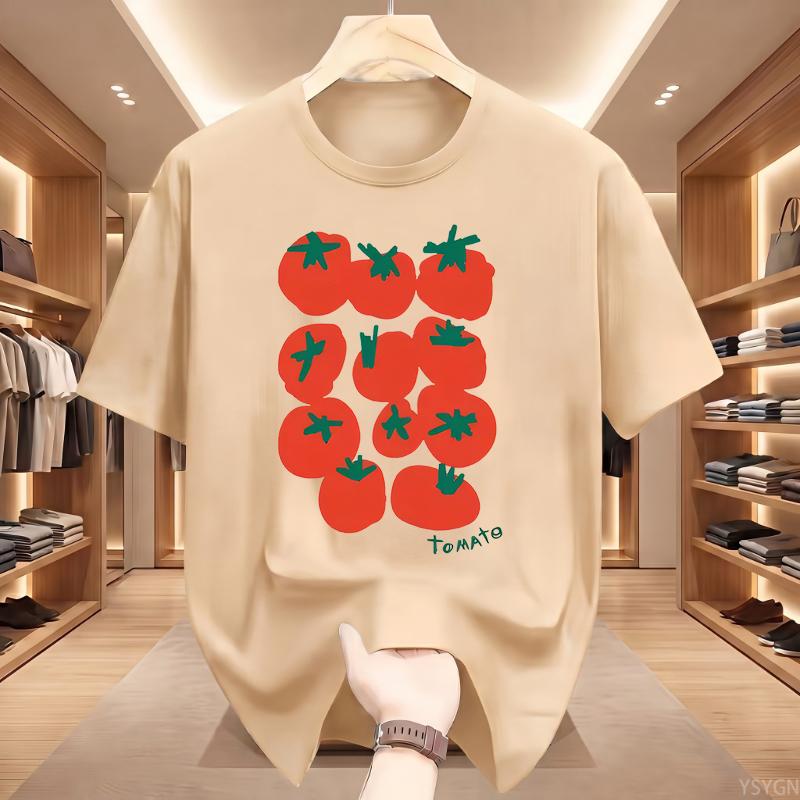 Süßes Tomaten Grafik T-Shirt Herren Sommer Lässig Kurzarm Rundhals Locker T-Shirt Gemüse Druck Oberteil