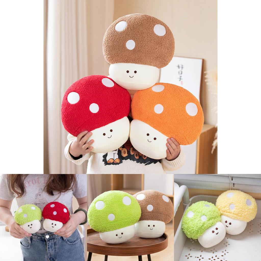 Cute Colorful Dopamine Mushroom Plush Doll Adorable Vegetable Stuffed Toy For Kids And Girls