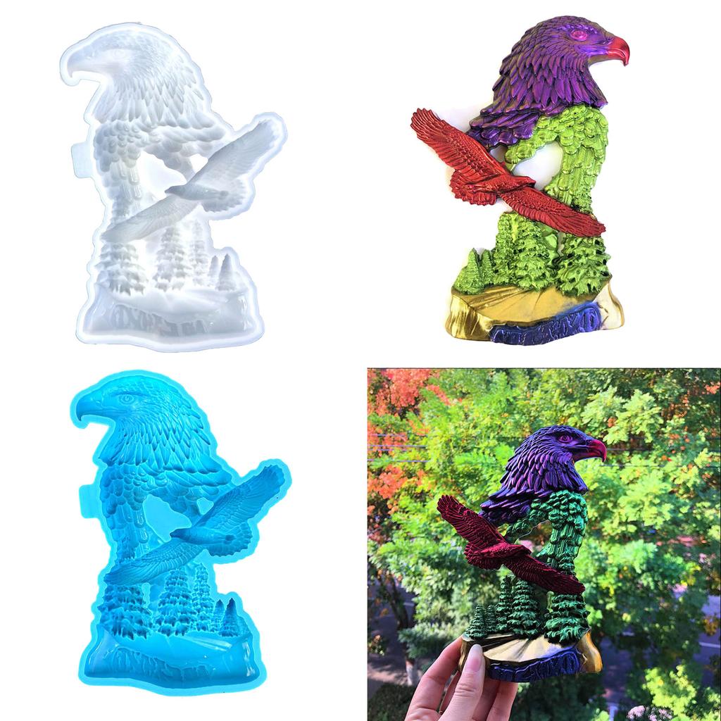 3D Eagle Silicone Mold Desktop Decoration DIY Table Ornament Non-stick Eoap Plaster Crafts Epoxy Resin Molds Making Tool