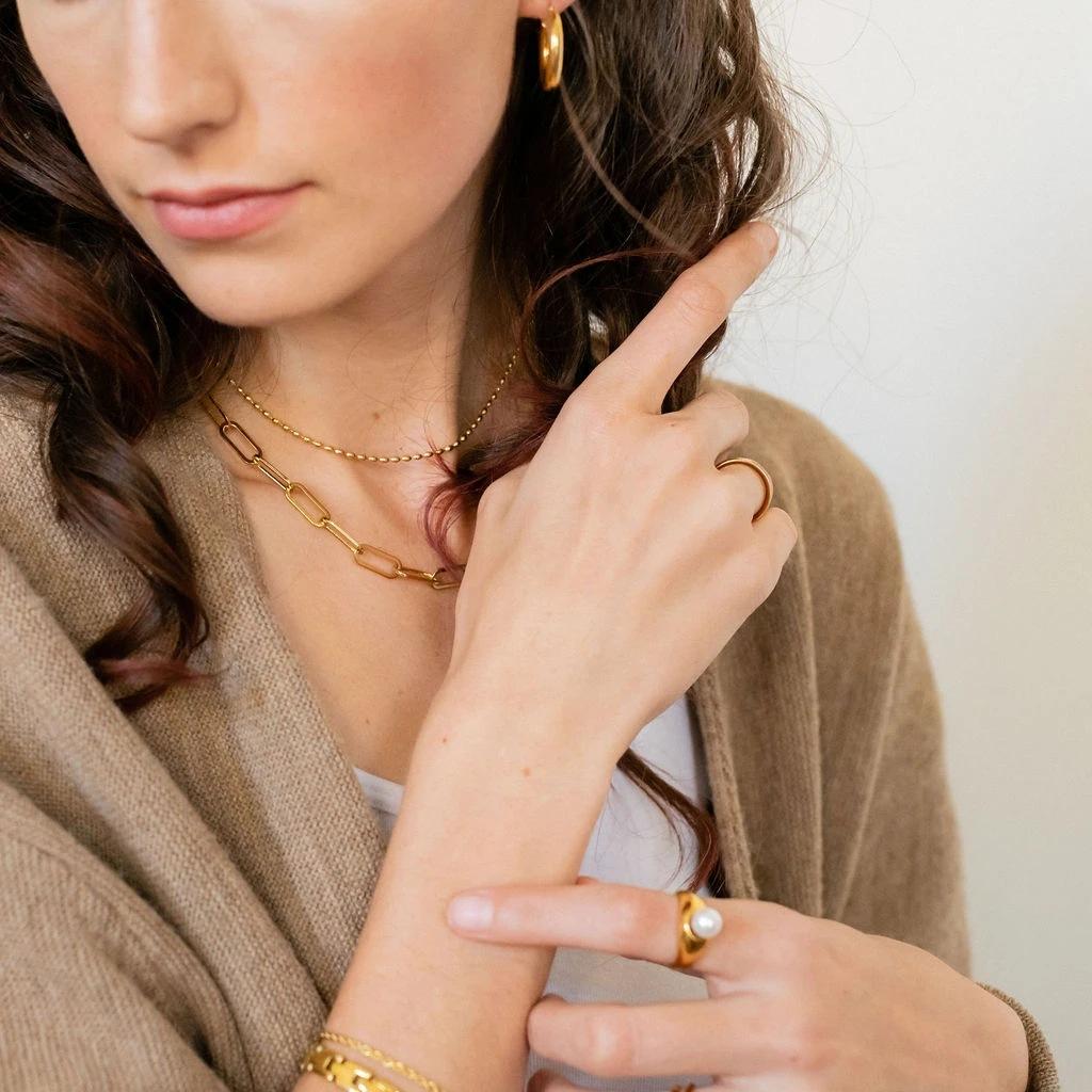 Punk Hip Hop Paperclip Chain Necklace Jewelry Vacuum Plated 18K Gold Stainless Steel Collar Ladies Chain