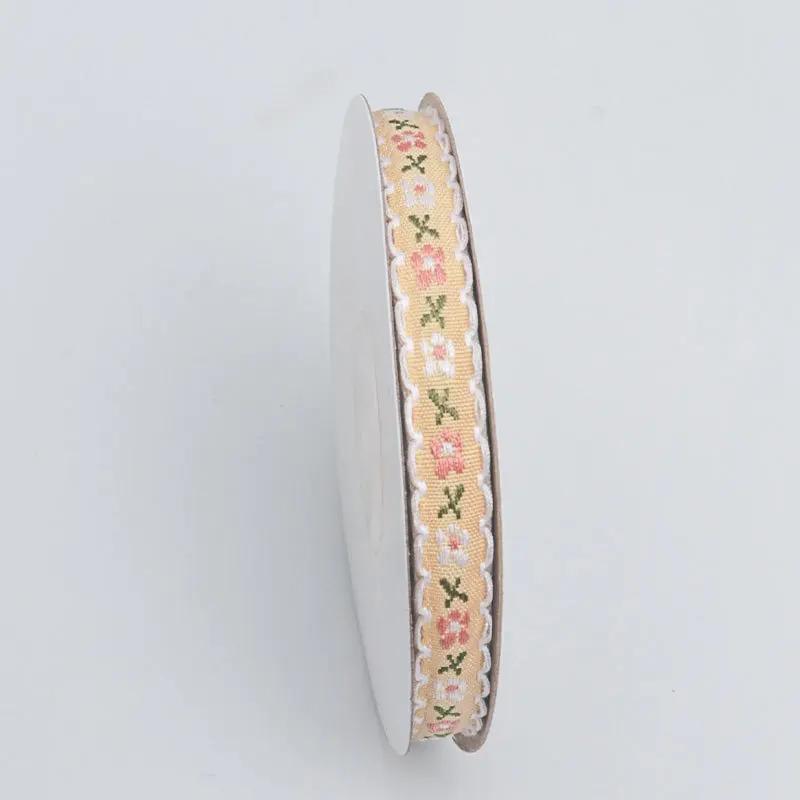Beautiful Colorful Flower Ribbons 9m*1cm Embroidery Flower Polyester Ribbon DIY Hairpin Bowknot Accessories
