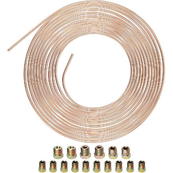 25 Ft. 3/16 OD Copper Nickel Brake Line Tubing Coil and Fitting Kit, 25 Ft of 3/16  x 25