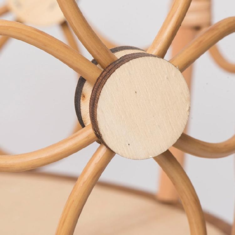 Rattan Indoor Plant Stand Straw Woven Flowers Pots Holder Stool with Legs Floor Planter Baskets Rack Wood Plant Shelf