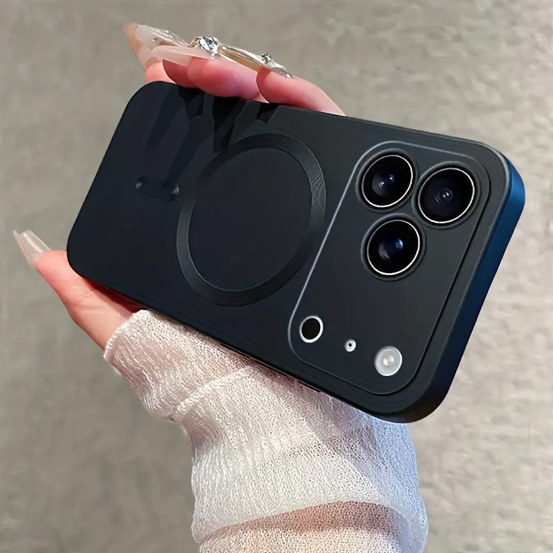 Luxury Black Magnetic Wireless Charge Case for 17 16 15 14 13 12 11 Pro Max Soft Magnetic Cover-Magnetic Matte Frame